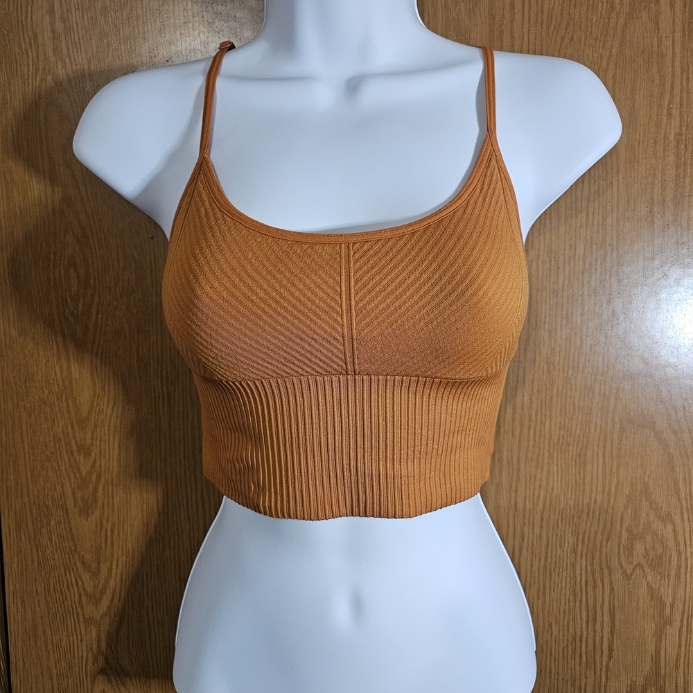 PINK Victoria's Secret Orange Ribbed Sport Bra Size Xs/s
